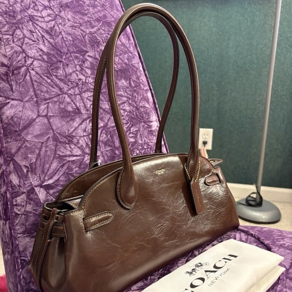 Coach Dark Brown Leather Shoulder Bag - Picture 4 of 8